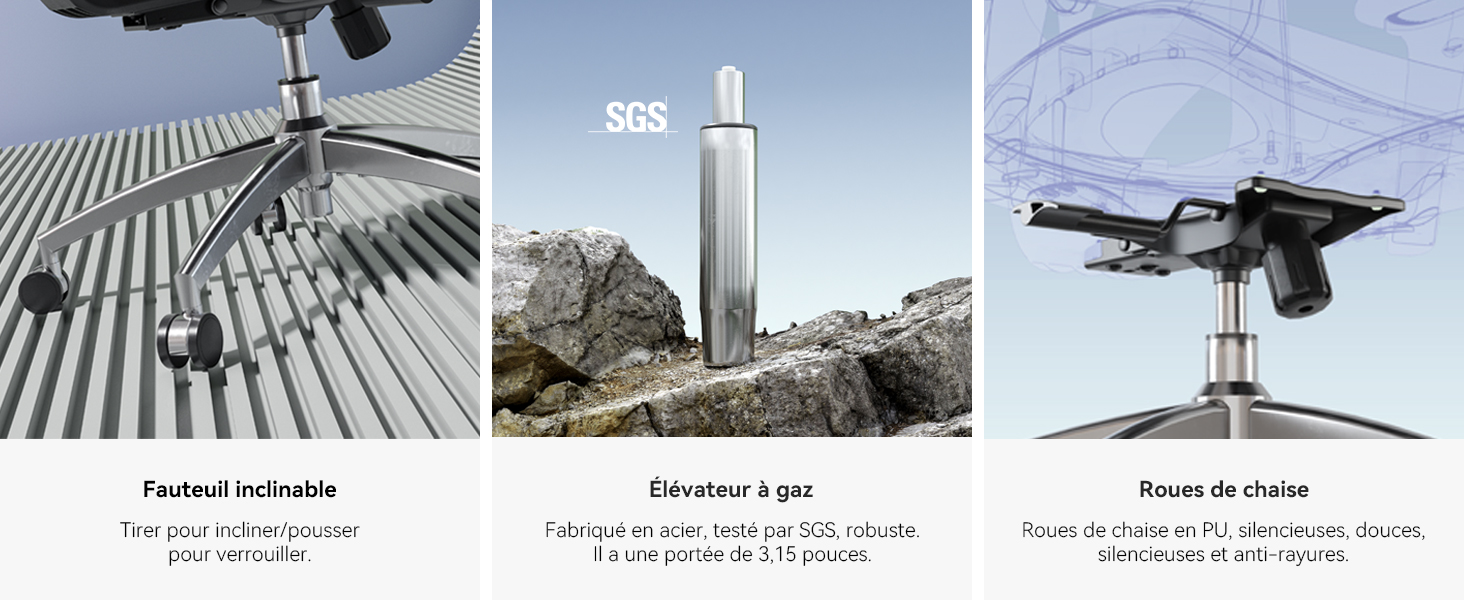 comparant les tailles des roulettes de chaise.