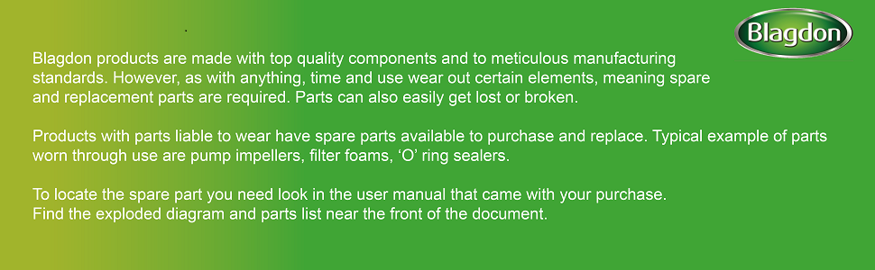Blagdon spare parts declaration of manufacturing standards