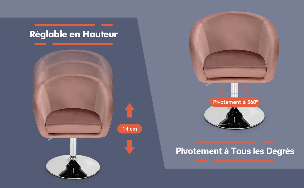 Chaise d'appoint Pivotante en Velours Moderne