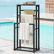  Freestanding Towel Rack for Bathroom, 3 Tier Metal Blanket Ladder Holder