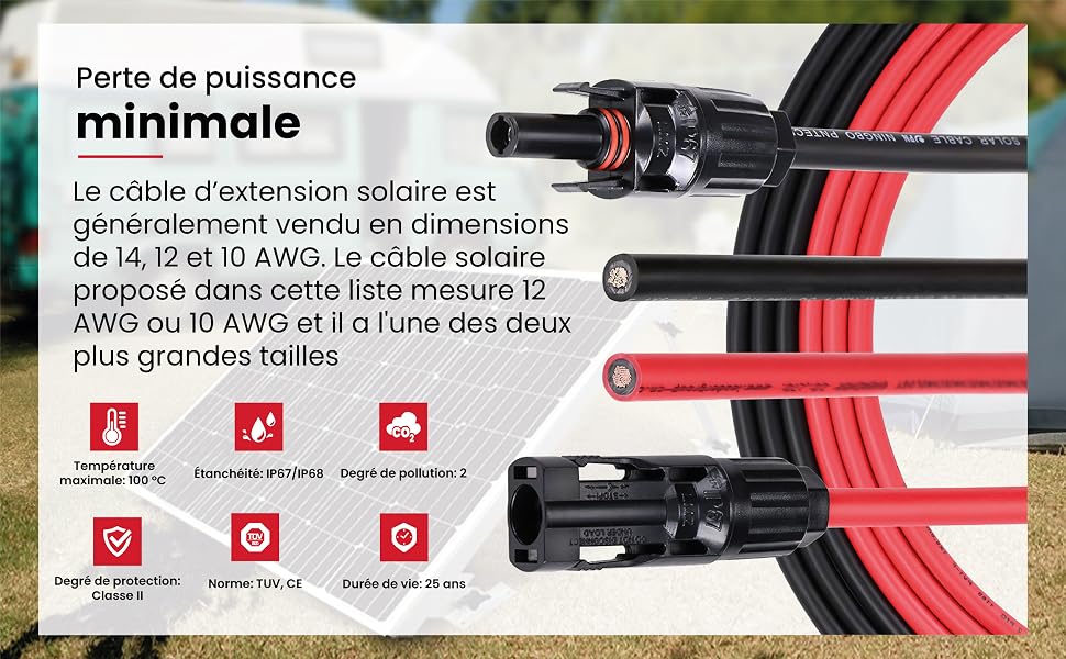 Câble d'extension pour panneau solaire