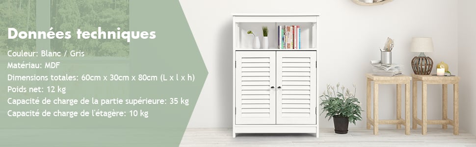Meuble Salle De Bain/Rangement De Salle De Bain-2 Portes Persiennes-Etagère Réglable-Dispostif Anti-basculement-60x30,5x80cm Blanc -Songmics Soldes Magasin AAHKMJXYDAFdJAOAIMEbOAchlkWZ0oakZn uVZ0mPidMNbILvCvspZ4oG3fPgIqc1P26RdPiG8KHKUtblW5 ULKvLD1OHzwX