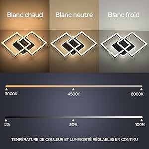 TEMPÉRATURE DE COULEUR ET LUMINOSITÉ RÉGLABLES EN CONTINU