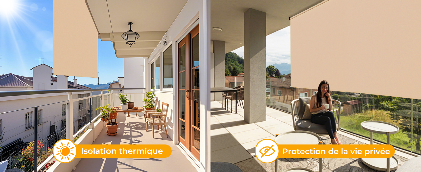 Vue extérieure de la maison blanche moderne avec terrasse couverte, dotée de multiples portes coulissantes en verre et d'un espace de vie extérieur donnant sur le paysage.