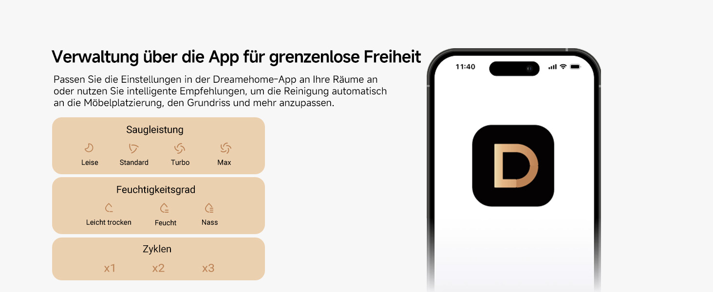 Verwaltung über die App für grenzenlose Freiheit