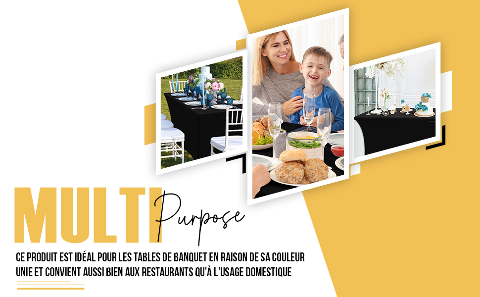 Nappe de Table Extensible Couverture de Table Polyester et Spandex Lavable Machine et Infroissable