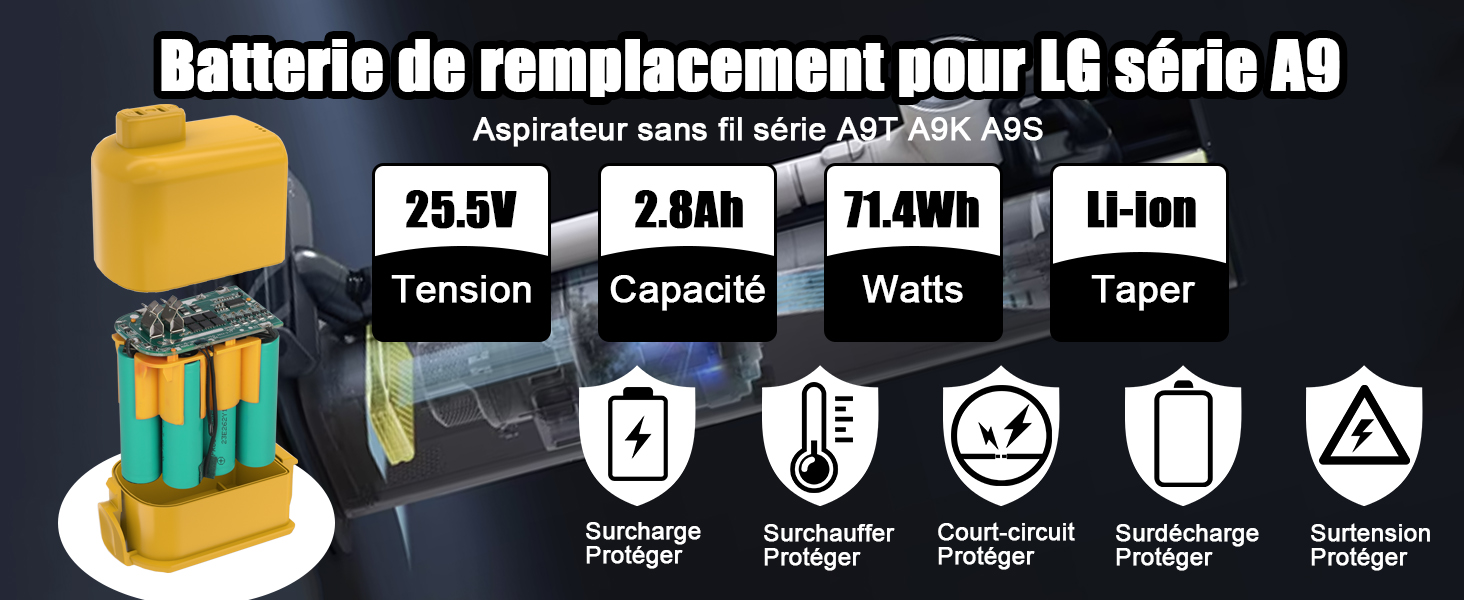 2800 mAh compatible avec LG Cordzero A9T A9K A9S