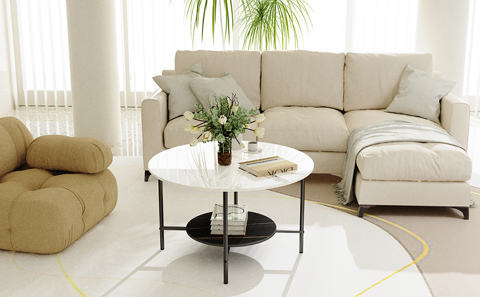 Rund Couchtisch Weiß Marmor