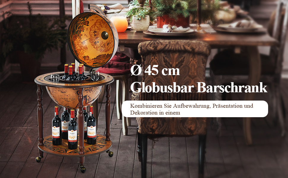 Globus Bar Hausbar Servierwagen Weinregal
