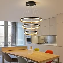 Siittoo Modern LED Chandelier, 90W Dimmable Modern LED Black Pendant Light