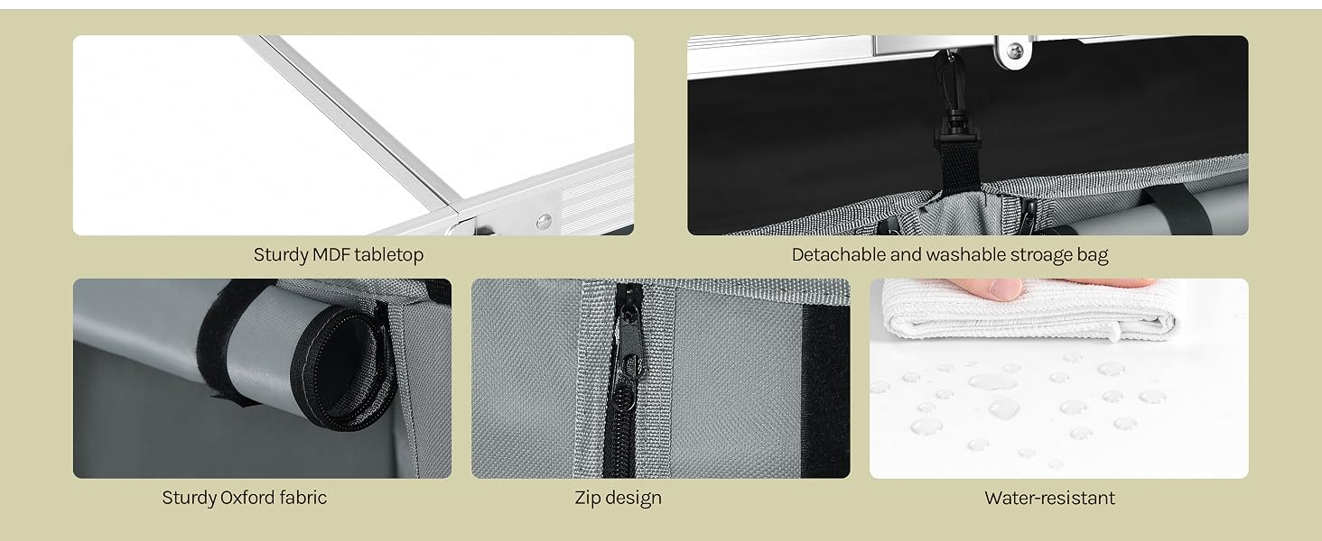 Technical assembly diagram showing various components and installation steps for a desk or table mounting system, including brackets and hardware parts.