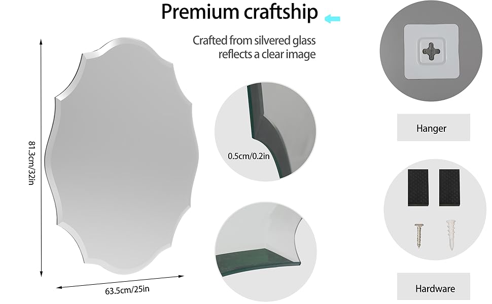 silver glass wall mirror