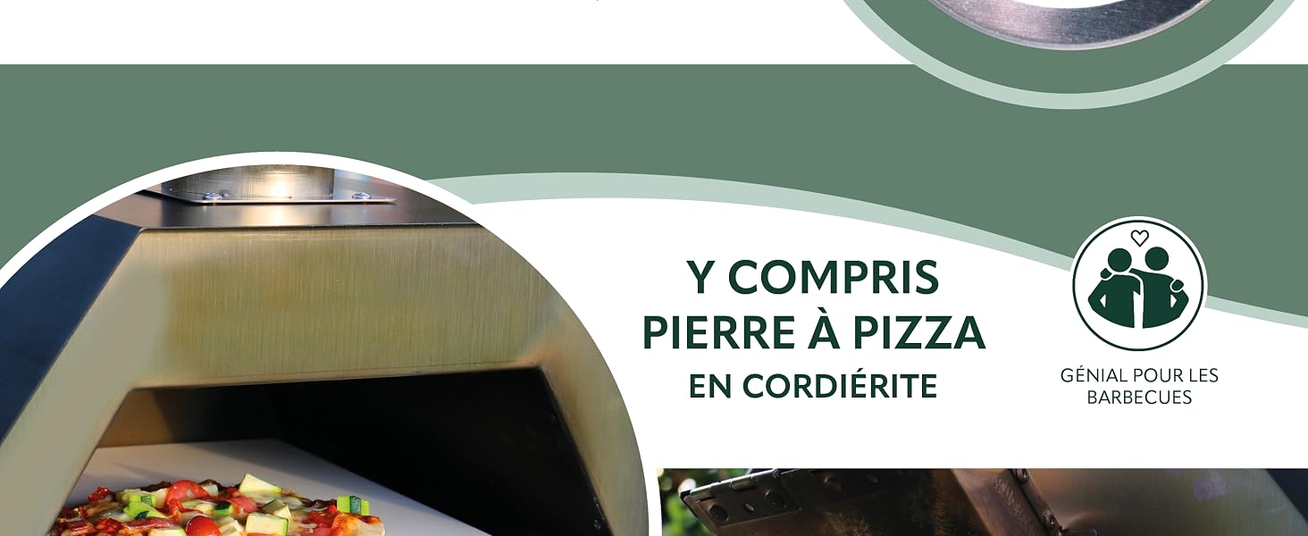 bremermann Four à pizza avec pierre à pizza 30 x 2 x 30 cm // pour briquet, charbon, granulés