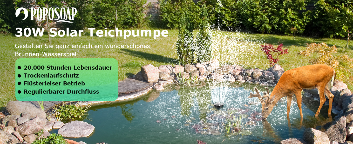 POPOSOAP 30W Solar Teichpumpe
