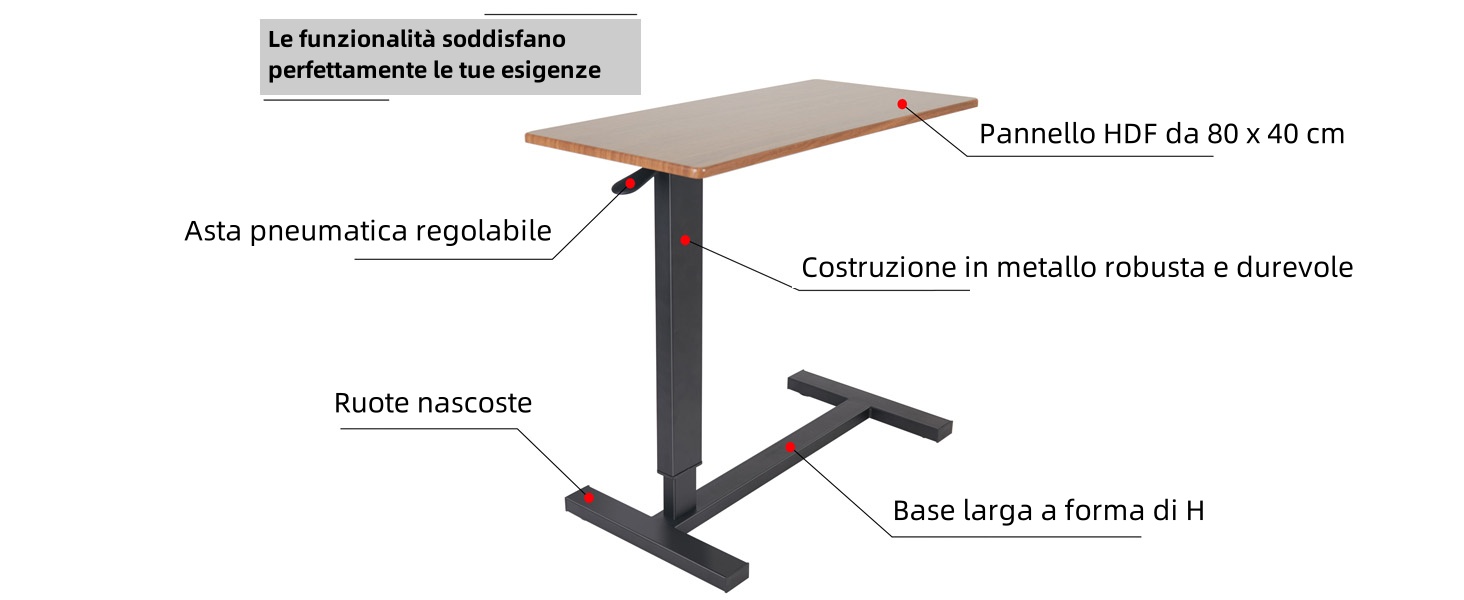 FATIVO Tavolino Serviletto per Computer con Ruote Nascosto