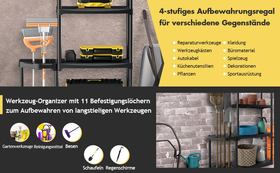 Steckregal mit 12 Löchern für Werkzeuge Besen Schaufel