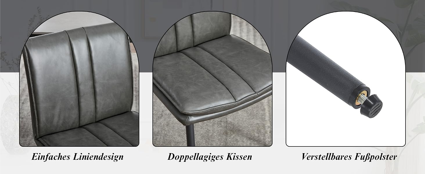 Der Text lautet „Fjederlette Lamelnlåse, Drøgselsagger kisixen, Vorrellilønss Føjkæther“. Das Produktbild zeigt grau gepolsterte Sitz- oder Möbelteile.