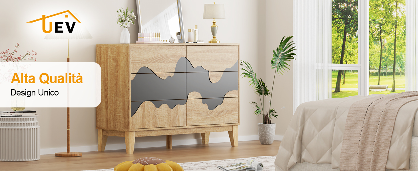 credenza a 6 cassetti di design unico