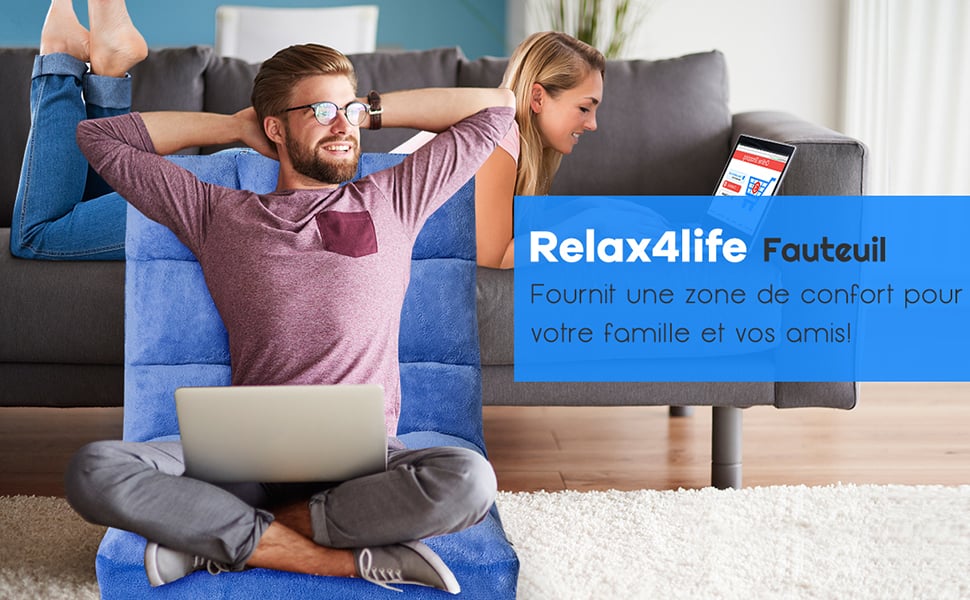 RELAX4LIFE Sedia Pieghevole da Pavimento – Sedia Cuscino Imbottito  Regolabile in più Inclinazioni a 14 angolature, Poltrona