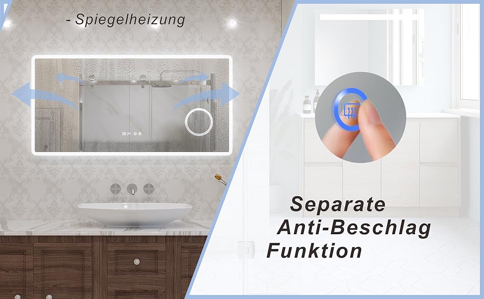 BORAS Typ D Badspiegel mit LED Beleuchtung