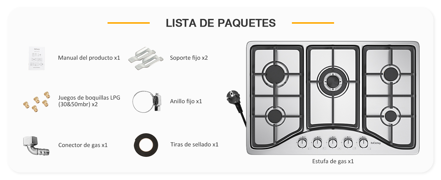 Placa de gas 5 fuego