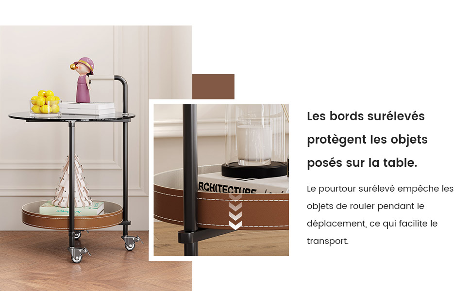 Table d’appoint Ronde avec Plateau en Verre
