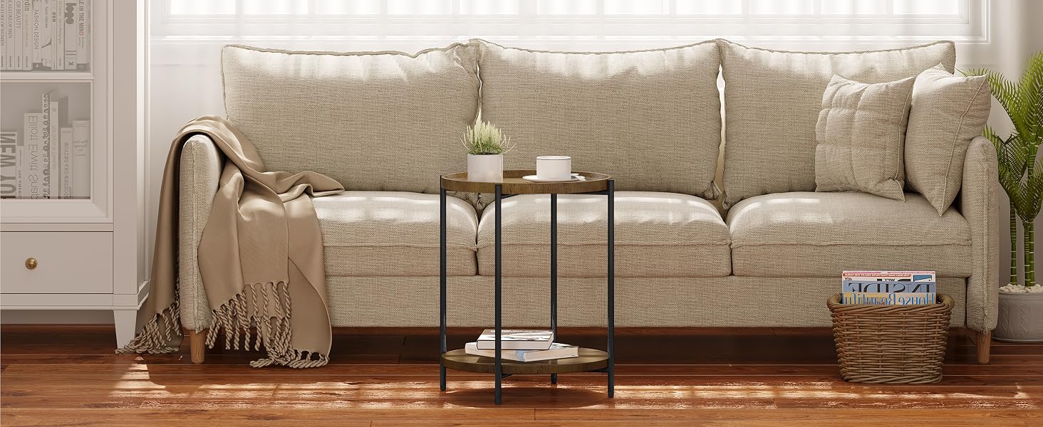 a small side table with a shelf on top.