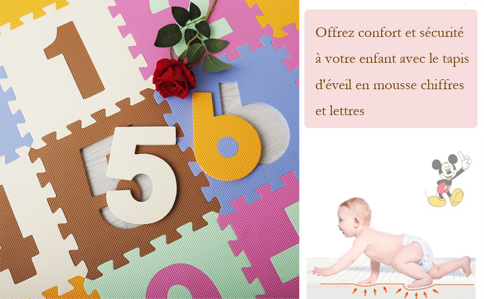 Tapis De Puzzles en Mousse pour BéBé Tapis d’Éveil Épais Jeux Enfant Dalles De Sol