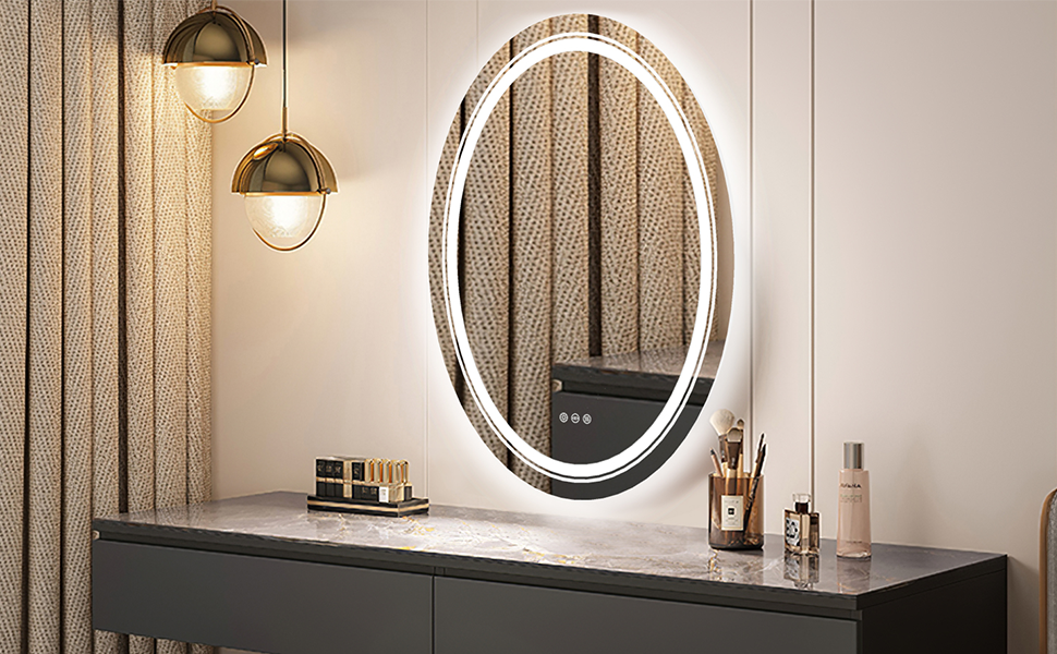 Badspiegel mit Beleuchtung Led Spiegel mit TouchSchalter 3 Lichtfarbe Einstellbare Badezimmerspiegel