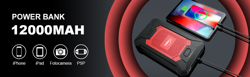 yaber yr200 avviatore batteria auto& power bank 12000mah