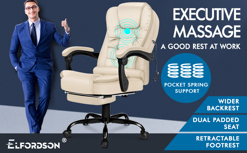 Massage office chair - cream