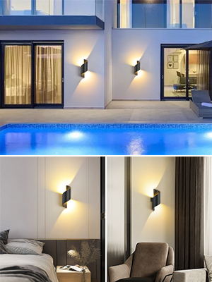 SANSHI LED-Wandleuchte für Innen und Außen, 10 W, 3000 K warmweiß, modern, nach oben und unten gerichtet
