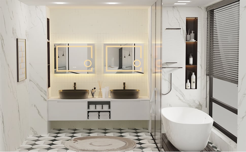 60x80cm Specchio Bagno con Led Luce ingranditore 3X Retroilluminato e  Frontale Rettangolare da Trucco