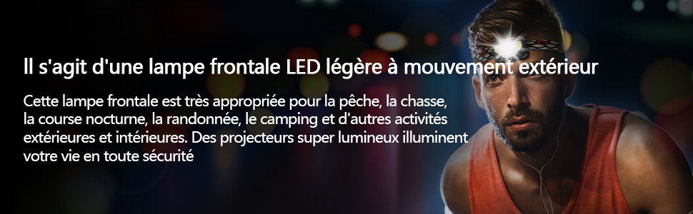 Il s'agit d'une lampe frontale LED légère à mouvement extérieur