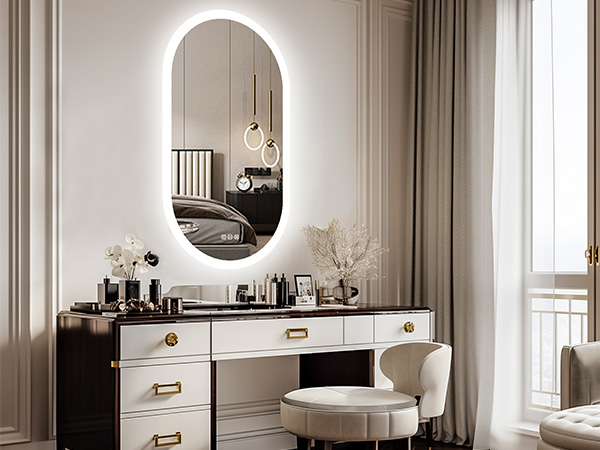 LUVODI Specchio Ovale Bagno con Luce Retroilluminato Specchio Bagno LED Antiappannamento Dimmerabile