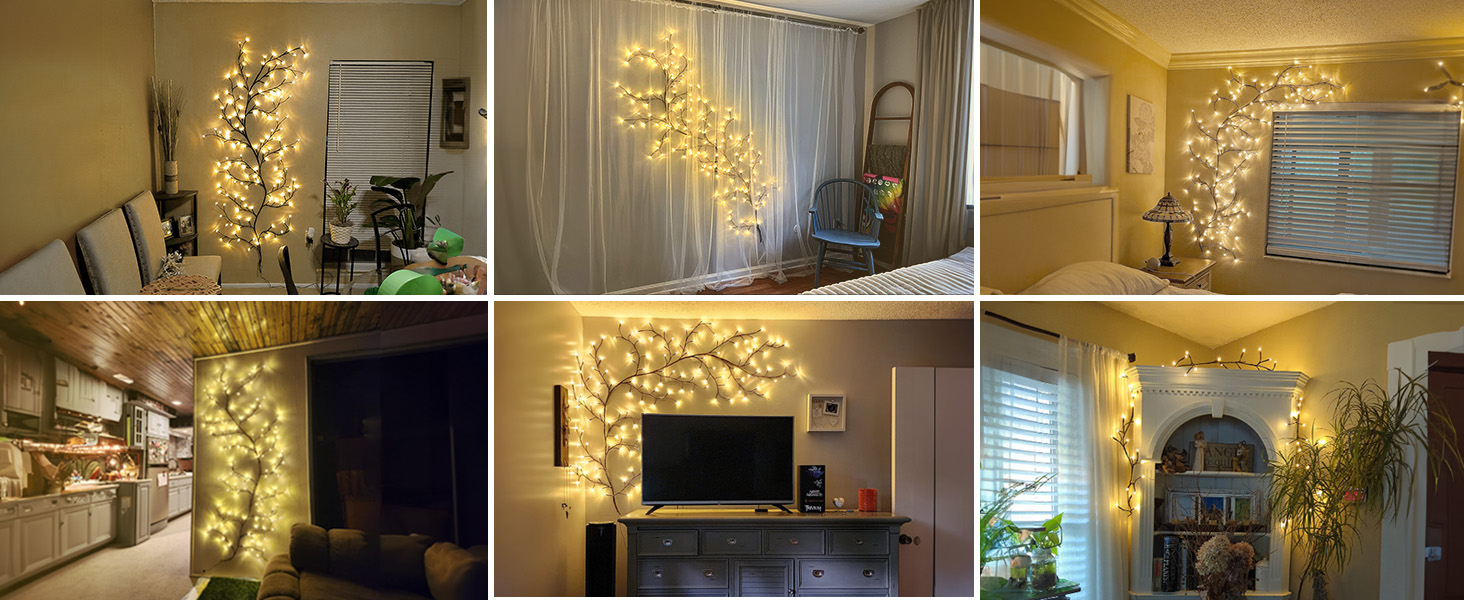 Arbres Lumineux LED, Illuminated Murale Interieur Vine Décoration,8 modes lumières des arbres,144