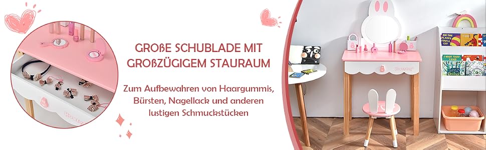 mädchen schminktisch set mit spiegel mädchenschminktisch