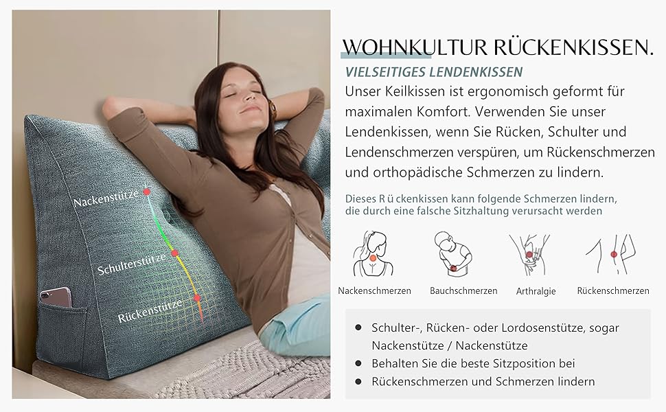 Homecozy Rückenkissen Rückenlehne Lesekissen