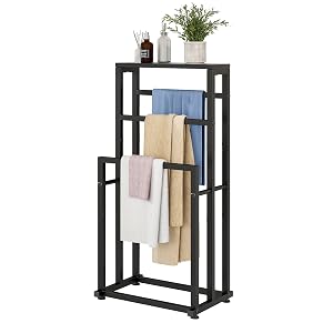 VERFARM Freestanding Towel Rack for Bathroom, 3 Tier Metal Blanket Ladder Holder Pool Drying 
