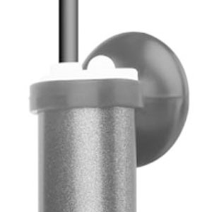 Wall-mounted cylindrical light fixture with metallic finish. Consists of a circular base and protruding tubular lamp housing.
