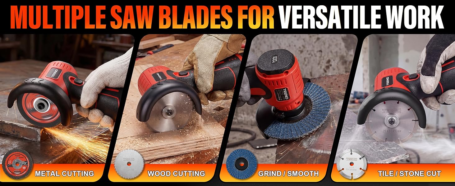 TEENO Brushless Cordless Angle Grinder Kit