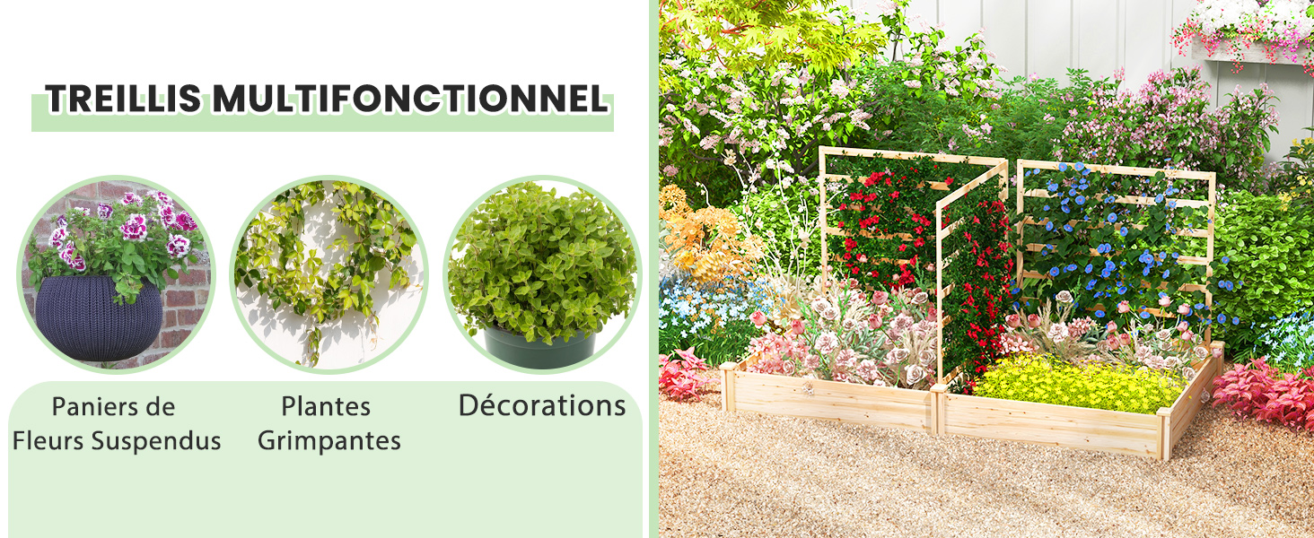 Jardinière avec 3 Treillis