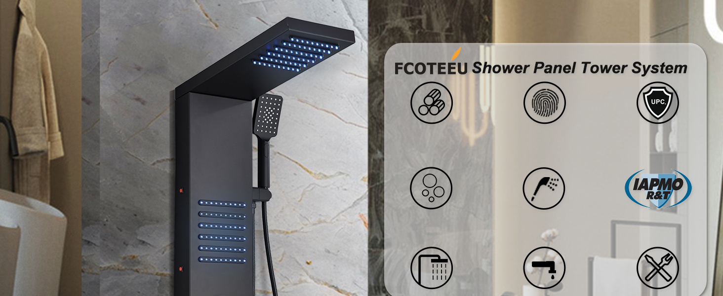 shower panel shower tower shower panel tower system with shower jets