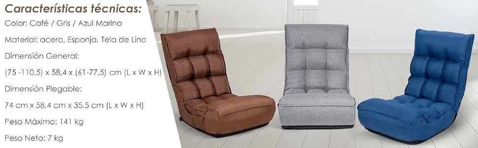 Silla de Suelo Plegable y Ajustable