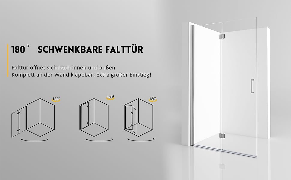 Walk in Duschwand Faltbar Duschkabine Duschabtrennung