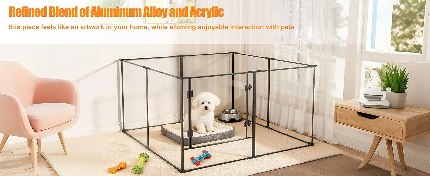 acrylic dog playpen dogs indoor small inside areas Transparent seamless panels secure playpen