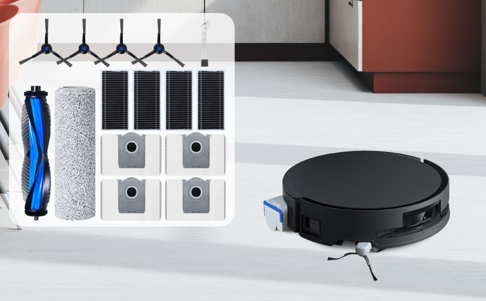 Fixbetter Accessoires Kit voor Ecovacs Deebot X2 OMNI Robot Stofzuiger Vervangende Onderdelen, 4 Mop Pads, 6 Stofzakken