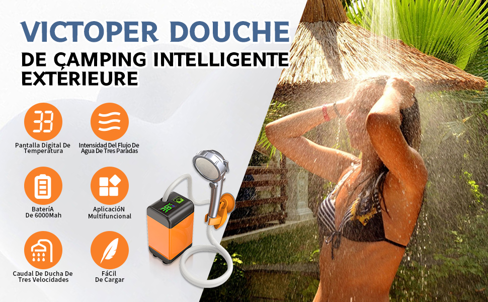 NOLUXA Kit Douche de Camping,Upgrade 6000mAh Douche Portable,Pompe de