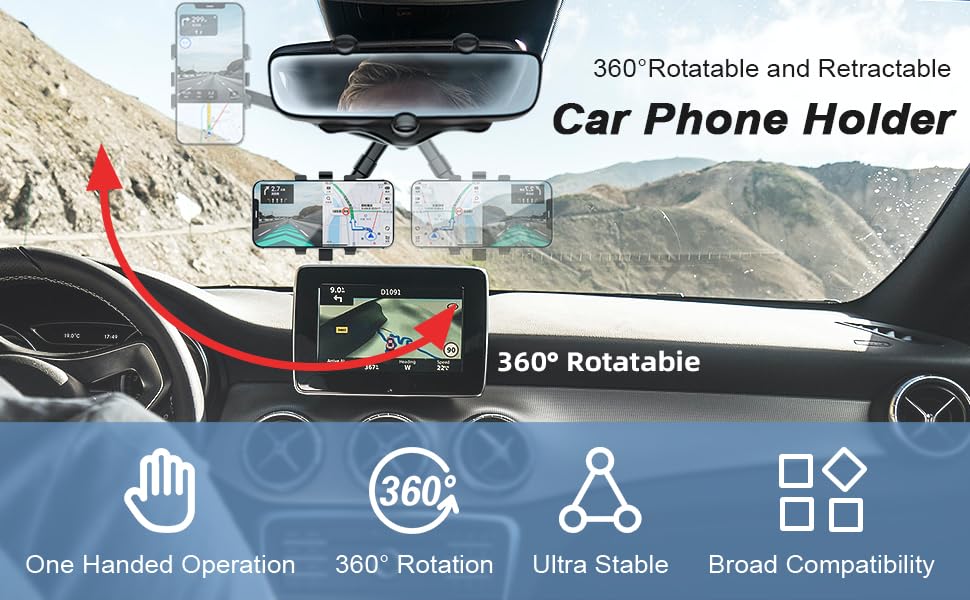 Soporte para teléfono móvil con espejo retrovisor
