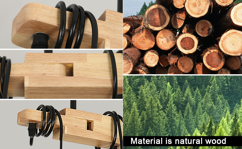 Wooden Industrial Ceiling Light